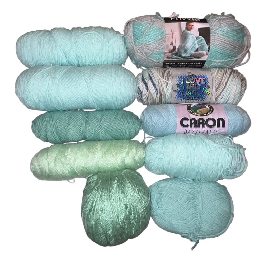 Yarn Lot in Blue Green Tones
